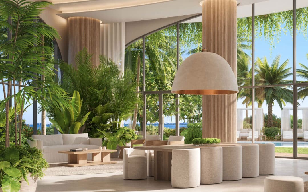 the lobby of edition residences condo in miami