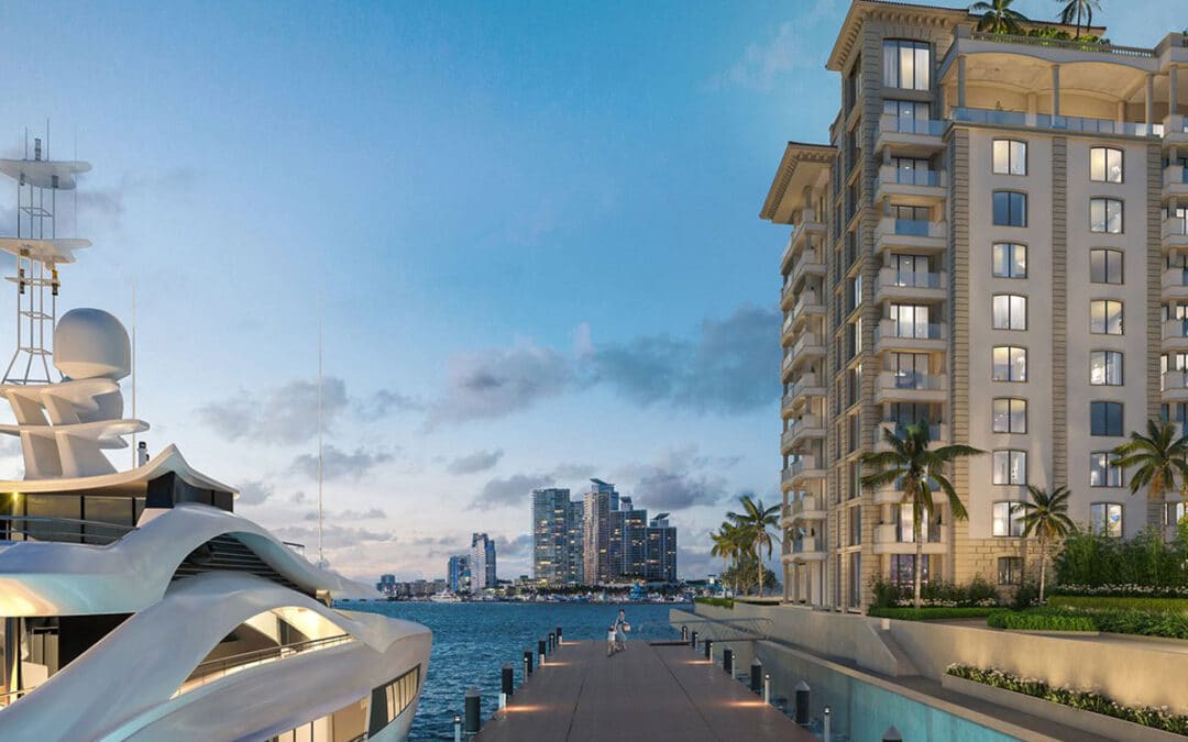 six fisher island path way with breathtaking view and building and yacht