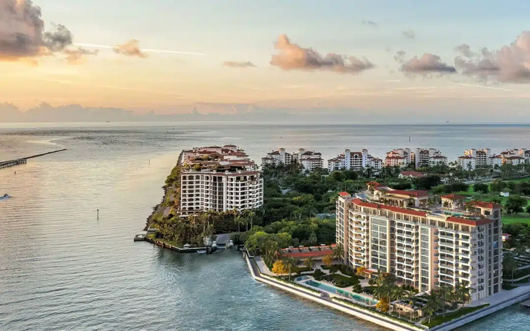 six fisher island building aerial view