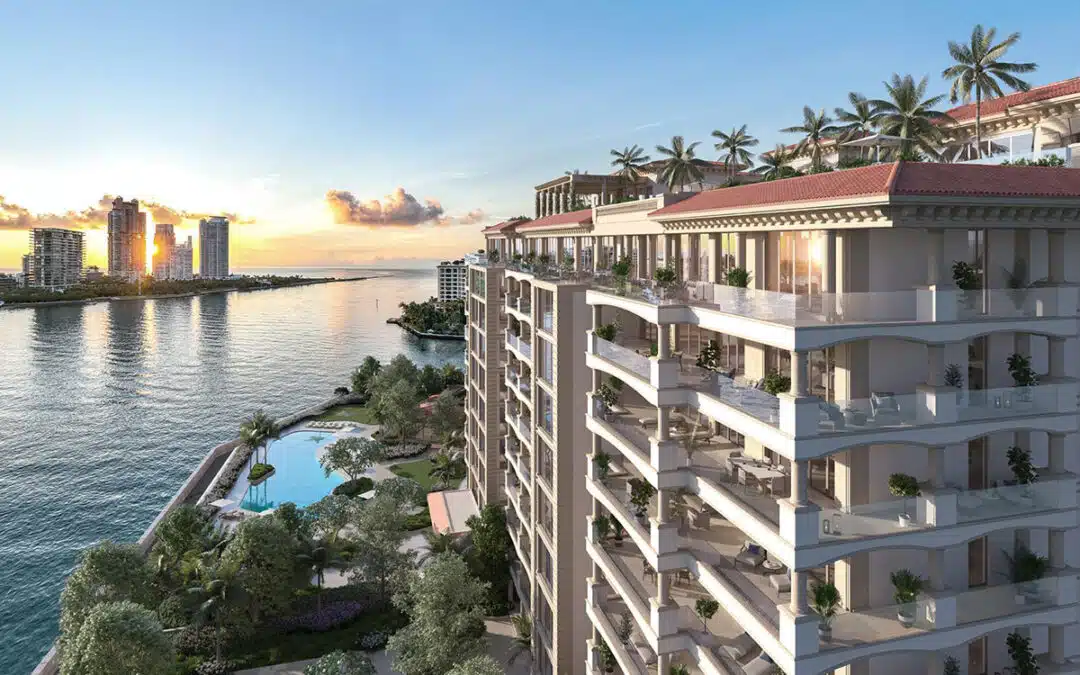 six fisher island building aerial view